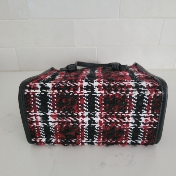 Gianni Chiarini Miss Marcella Mini Tweed Plaid Tote Satchel Purse Bag Red Black - Picture 5 of 10